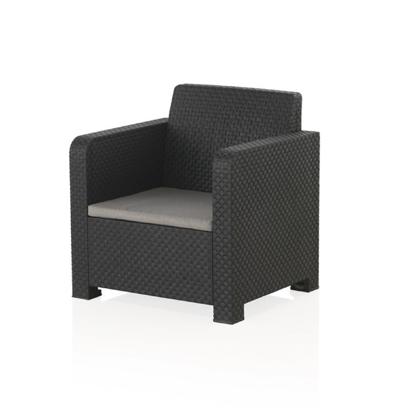 Set mobilier gradina Novo, pentru 4 persoane, textil/rasina, gri