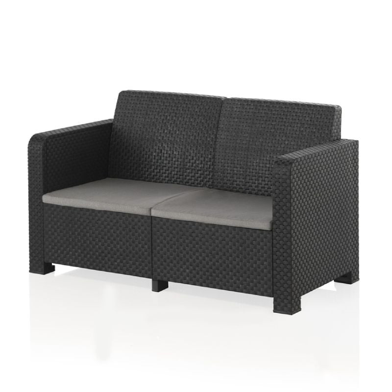 Set mobilier gradina Novo, pentru 4 persoane, textil/rasina, gri