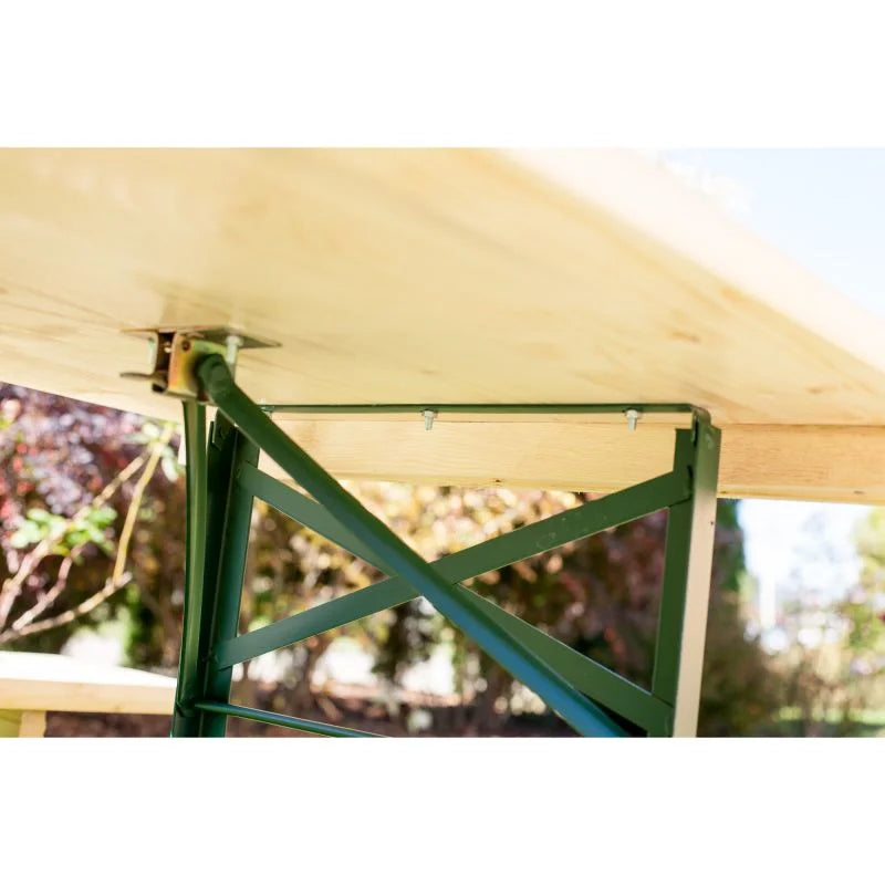 Set mobilier pentru bere,10 persoane, pliabil, otel/lemn, lemn natur