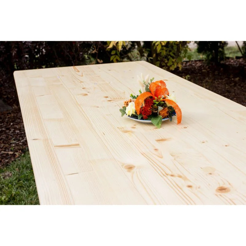 Set mobilier pentru bere, 10 persoane, pliabil, otel/lemn, lemn natur