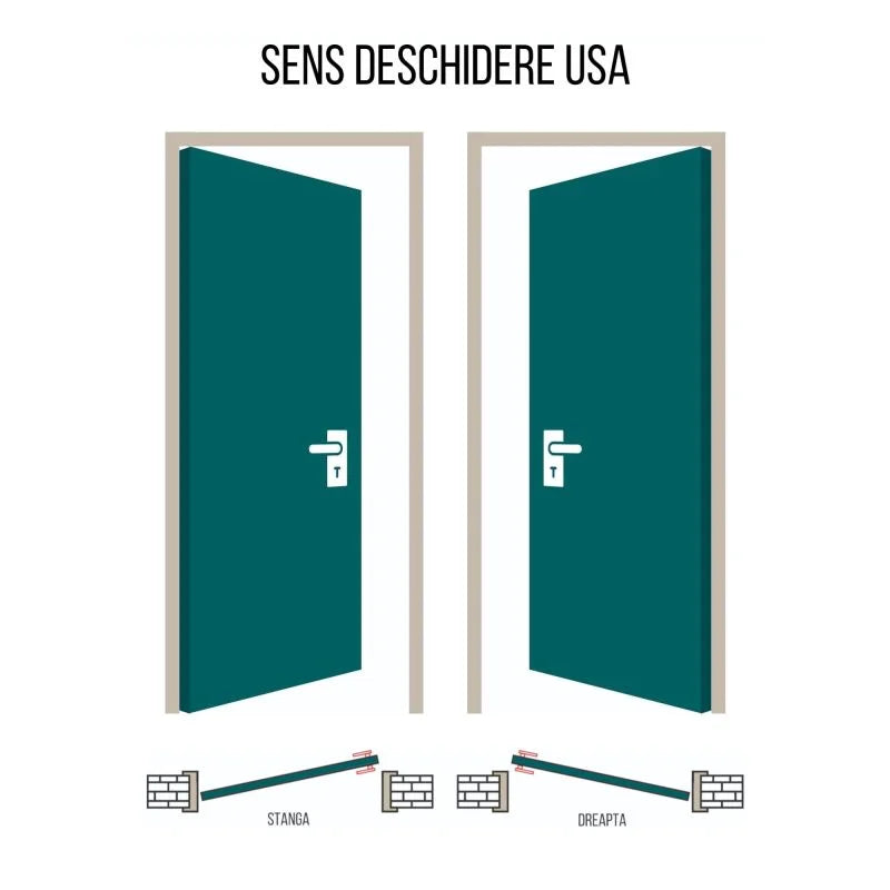 Usa interior HDF FSC, cu toc, plina, latime 68 cm, dreapta/stanga, alba