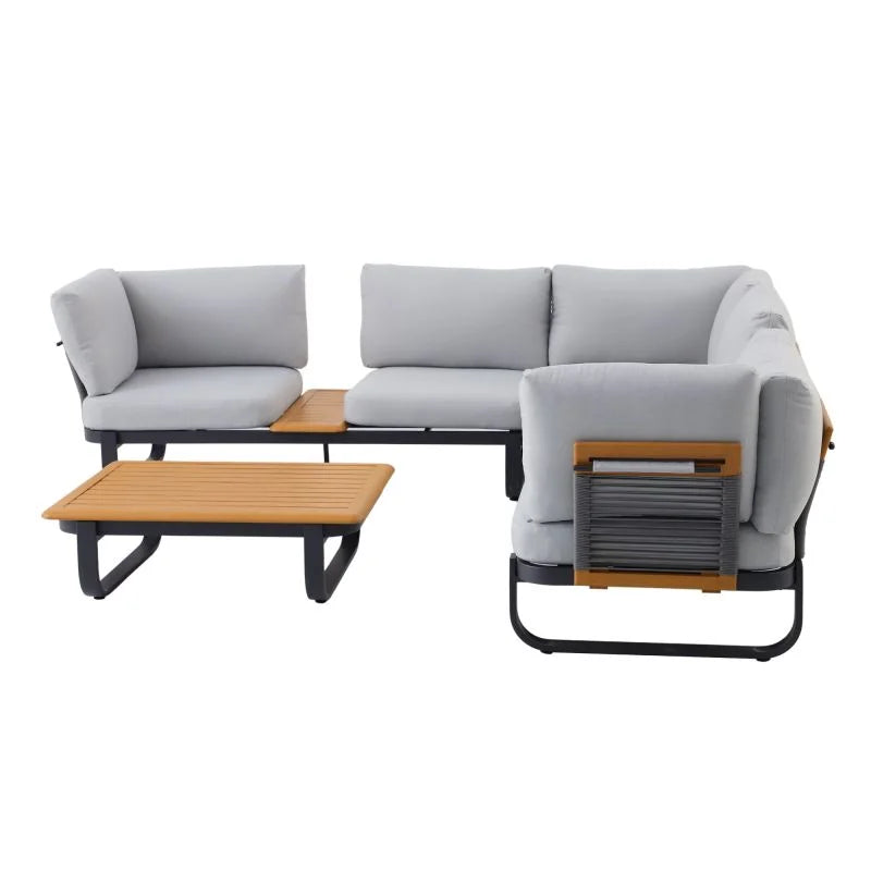 Set mobilier gradina Naterial Calypso, pentru 5 persoane, modular, aluminiu, gri