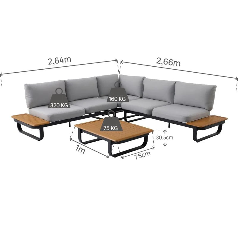 Set mobilier gradina Naterial Calypso, pentru 5 persoane, modular, aluminiu, gri