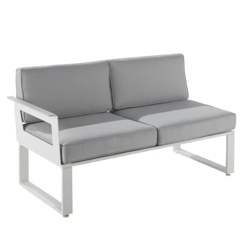 Set mobilier gradina Naterial Odyssea, cu coltar, pentru 6 persoane, aluminiu, alb