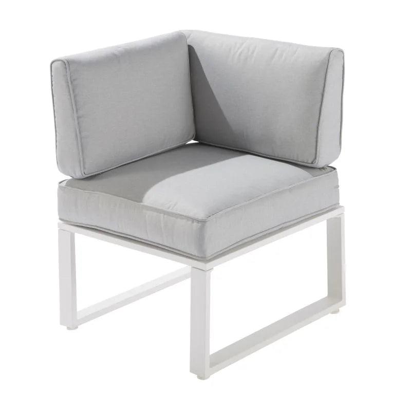 Set mobilier gradina Naterial Odyssea, cu coltar, pentru 6 persoane, aluminiu, alb