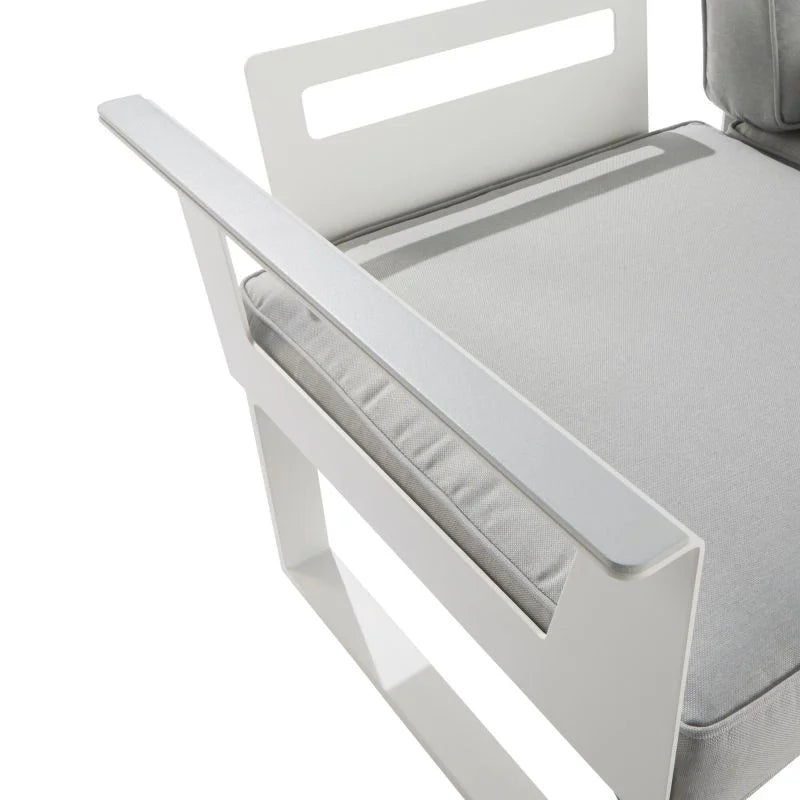 Set mobilier gradina Naterial Odyssea, cu coltar, pentru 6 persoane, aluminiu, alb