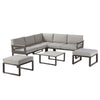 Set mobilier gradina Naterial Odyssea, cu coltar, pentru 6 persoane, aluminiu, maro