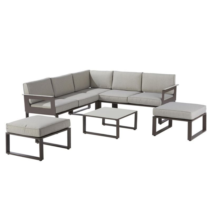 Set mobilier gradina Naterial Odyssea, cu coltar, pentru 6 persoane, aluminiu, maro