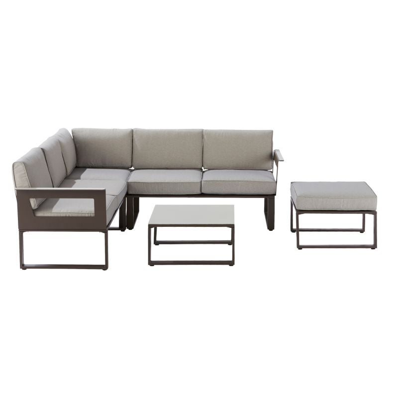 Set mobilier gradina Naterial Odyssea, cu coltar, pentru 6 persoane, aluminiu, maro