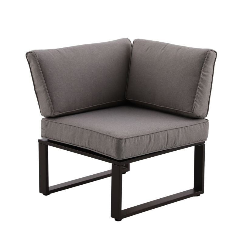 Set mobilier gradina Naterial Odyssea, cu coltar, pentru 6 persoane, aluminiu, maro