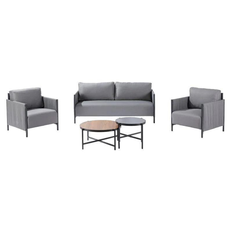 Set mobilier gradina Naterial Iros, pentru 4 persoane, aluminiu, gri