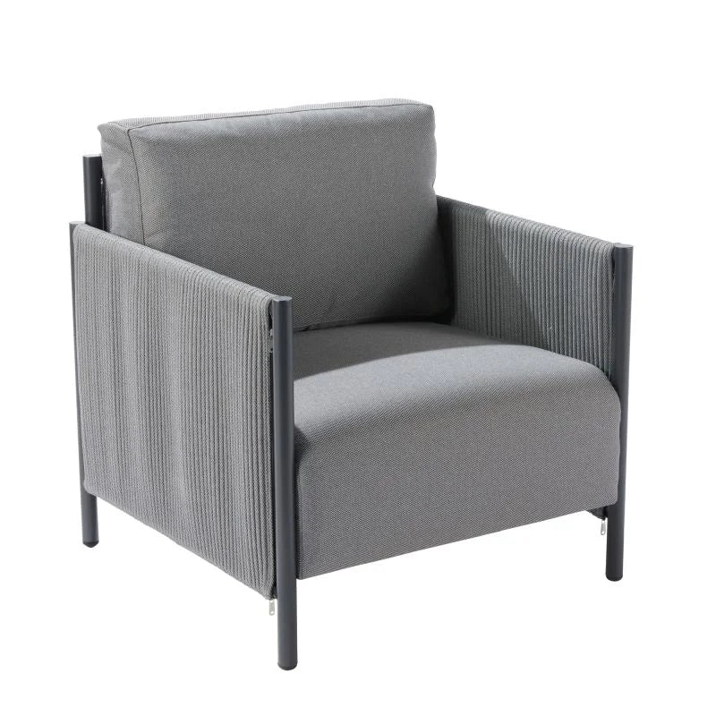 Set mobilier gradina Naterial Iros, pentru 4 persoane, aluminiu, gri