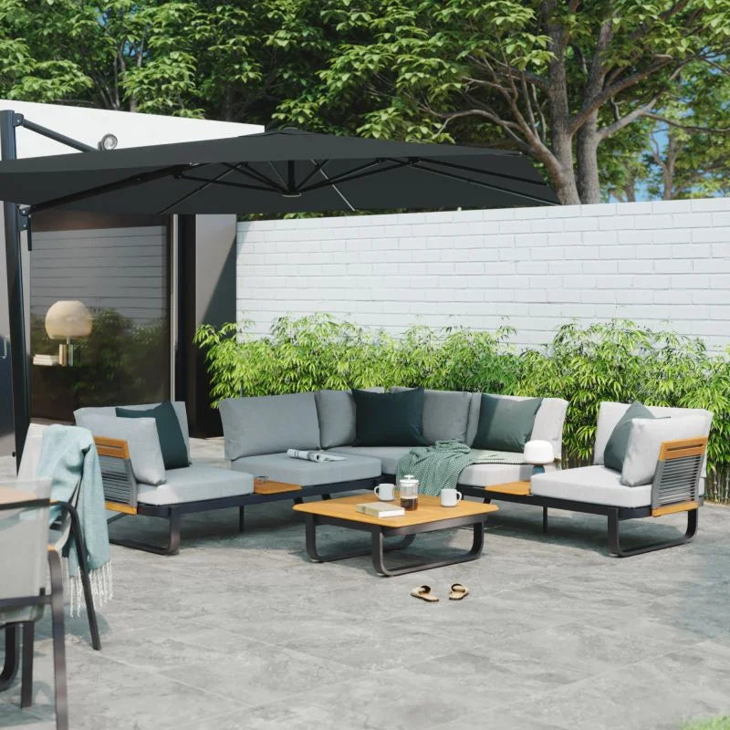 Set mobilier gradina Naterial Calypso, pentru 5 persoane, modular, aluminiu, gri