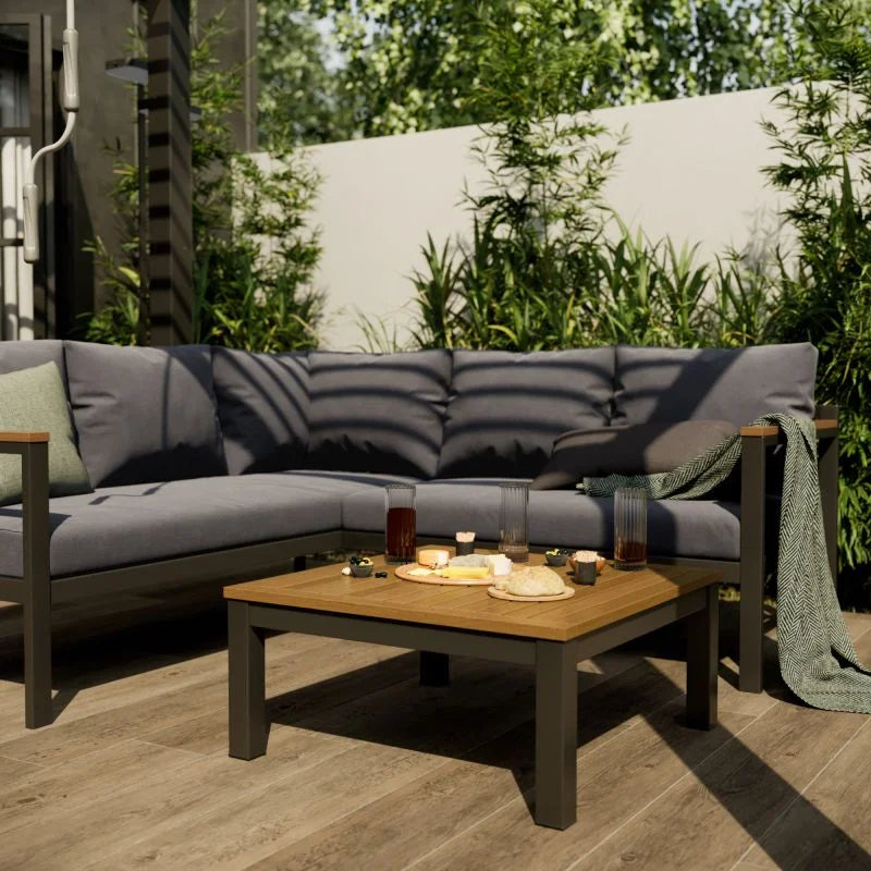 Set mobilier gradina Naterial Oris, pentru 5 persoane, aluminiu, gri