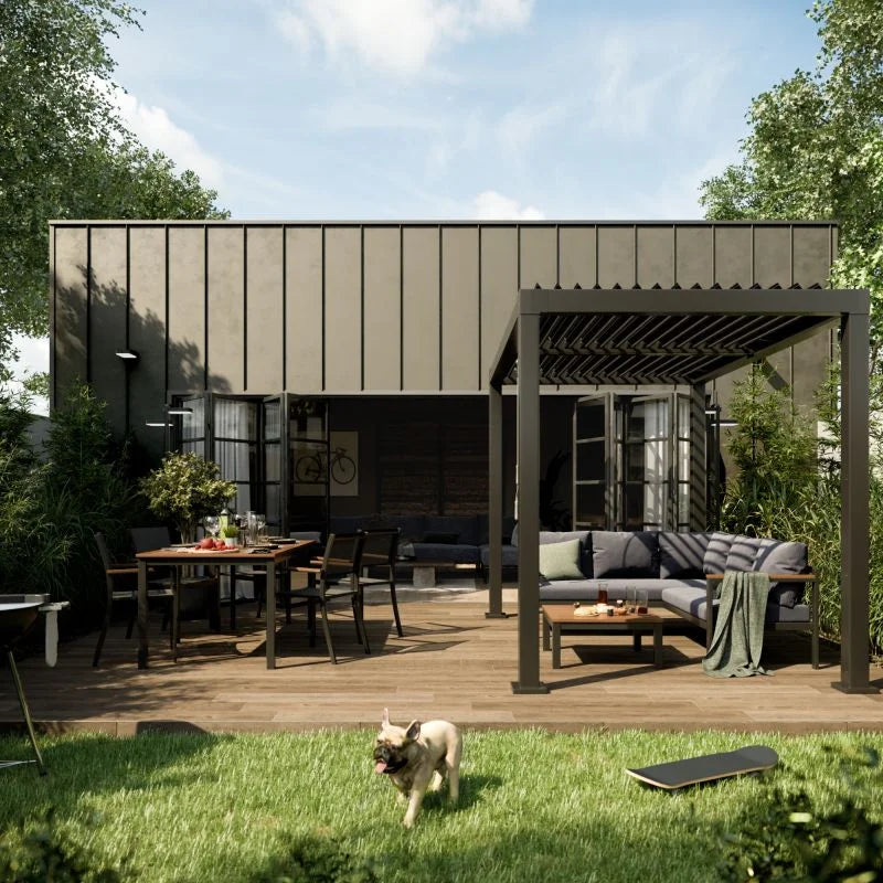 Set mobilier gradina Naterial Oris, pentru 5 persoane, aluminiu, gri