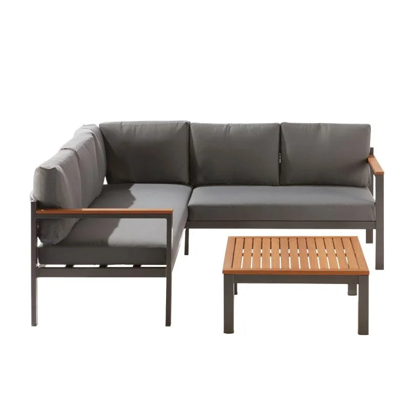 Set mobilier gradina Naterial Oris, pentru 5 persoane, aluminiu, gri