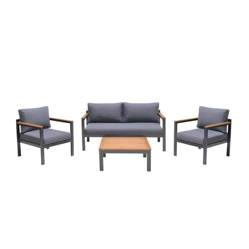 Set mobilier gradina Naterial Oris, pentru 4 persoane, aluminiu, gri