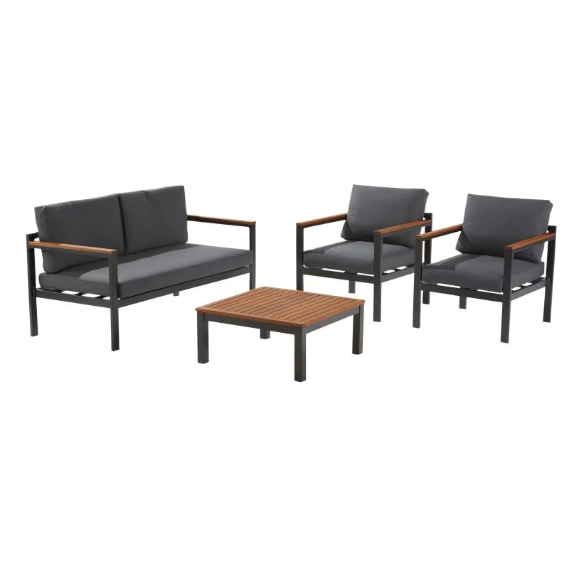 Set mobilier gradina Naterial Oris, pentru 4 persoane, aluminiu, gri