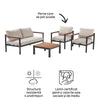 Set mobilier gradina Naterial Oris, pentru 4 persoane, aluminiu, gri/bej