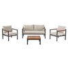 Set mobilier gradina Naterial Oris, pentru 4 persoane, aluminiu, gri/bej