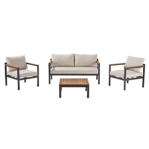 Set mobilier gradina Naterial Oris, pentru 4 persoane, aluminiu, gri/bej