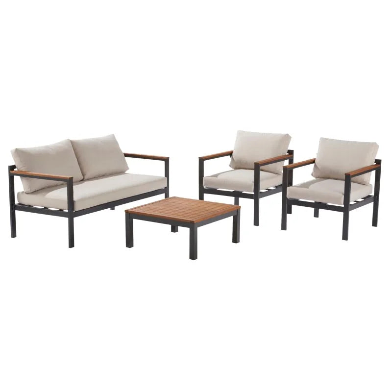 Set mobilier gradina Naterial Oris, pentru 4 persoane, aluminiu, gri/bej