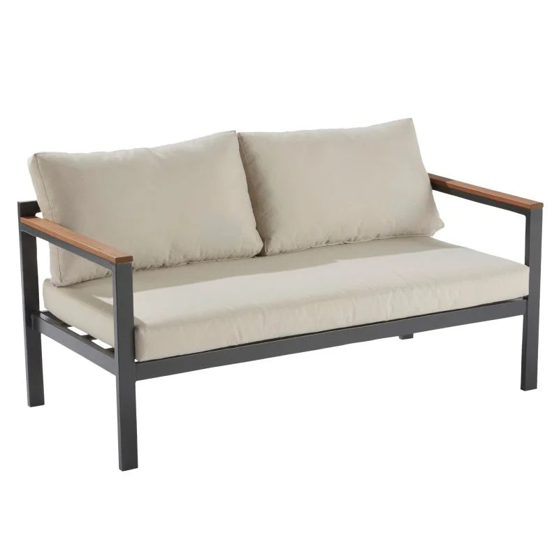 Set mobilier gradina Naterial Oris, pentru 4 persoane, aluminiu, gri/bej