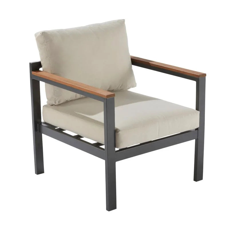 Set mobilier gradina Naterial Oris, pentru 4 persoane, aluminiu, gri/bej