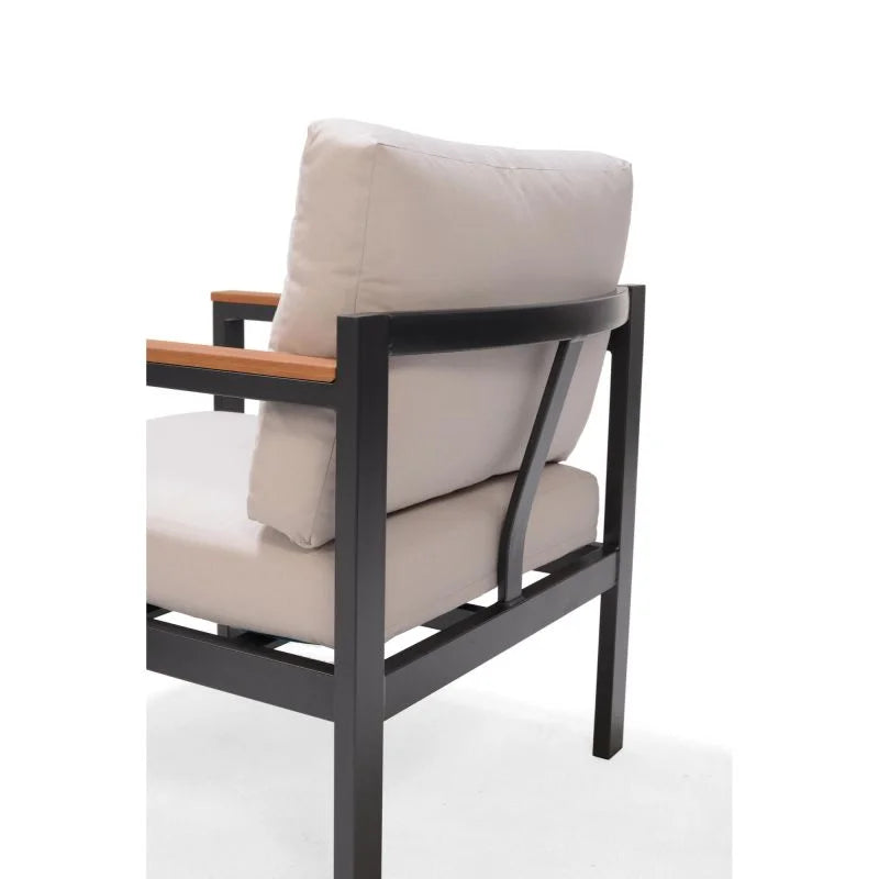 Set mobilier gradina Naterial Oris, pentru 4 persoane, aluminiu, gri/bej