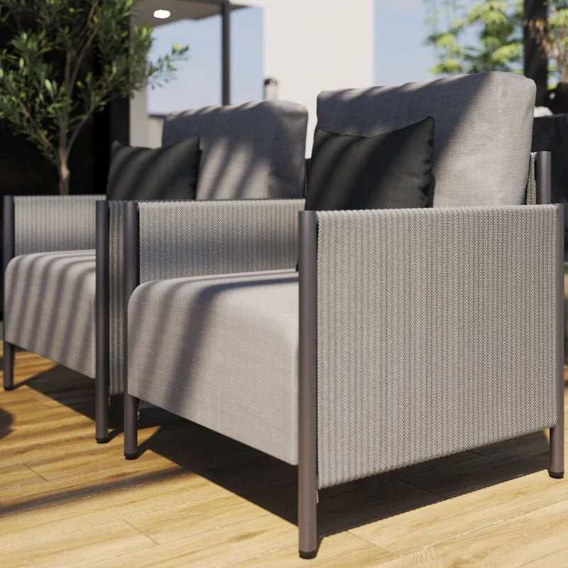 Set mobilier gradina Naterial Iros, pentru 4 persoane, aluminiu, gri