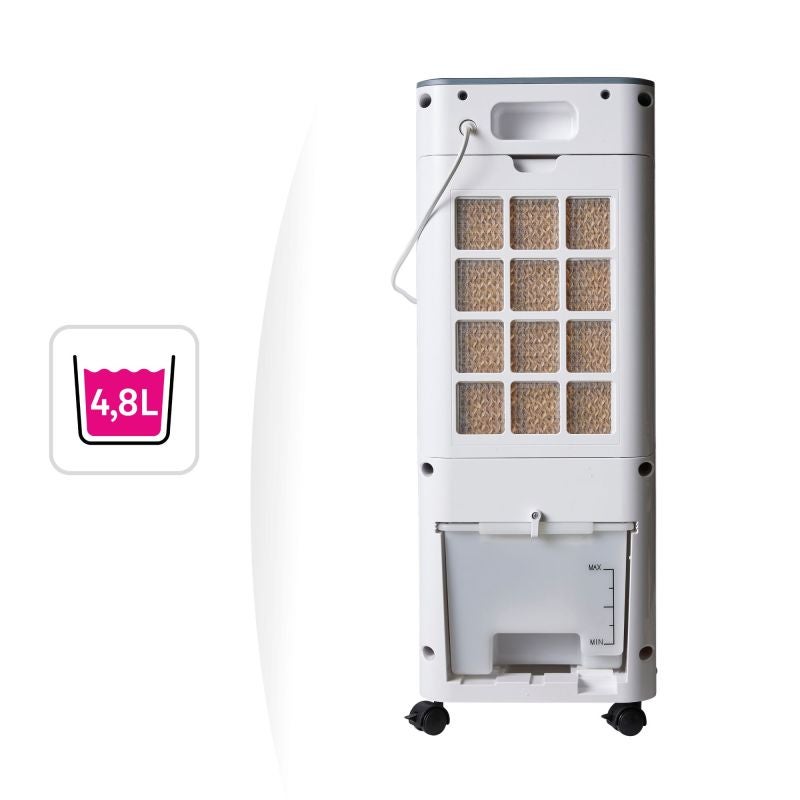 Racitor de aer Equation, 50 W, rezervor 4.8 L, H 70 cm, 3 viteze, alb/gri