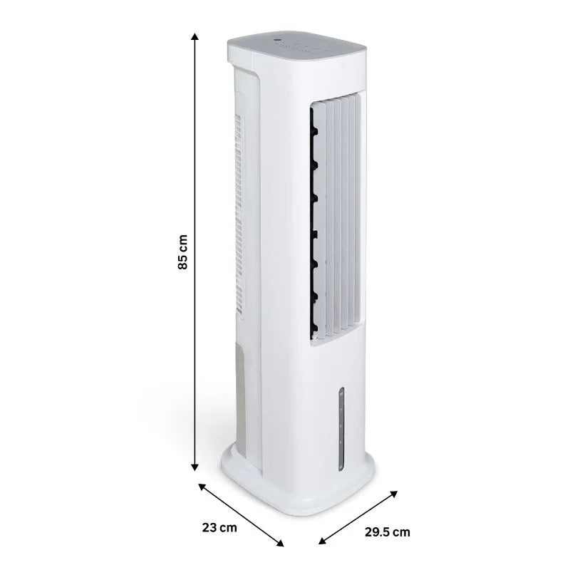 Racitor de aer turn Equation Cube, 55 W, rezervor 5 L, H 85 cm, 3 viteze, alb