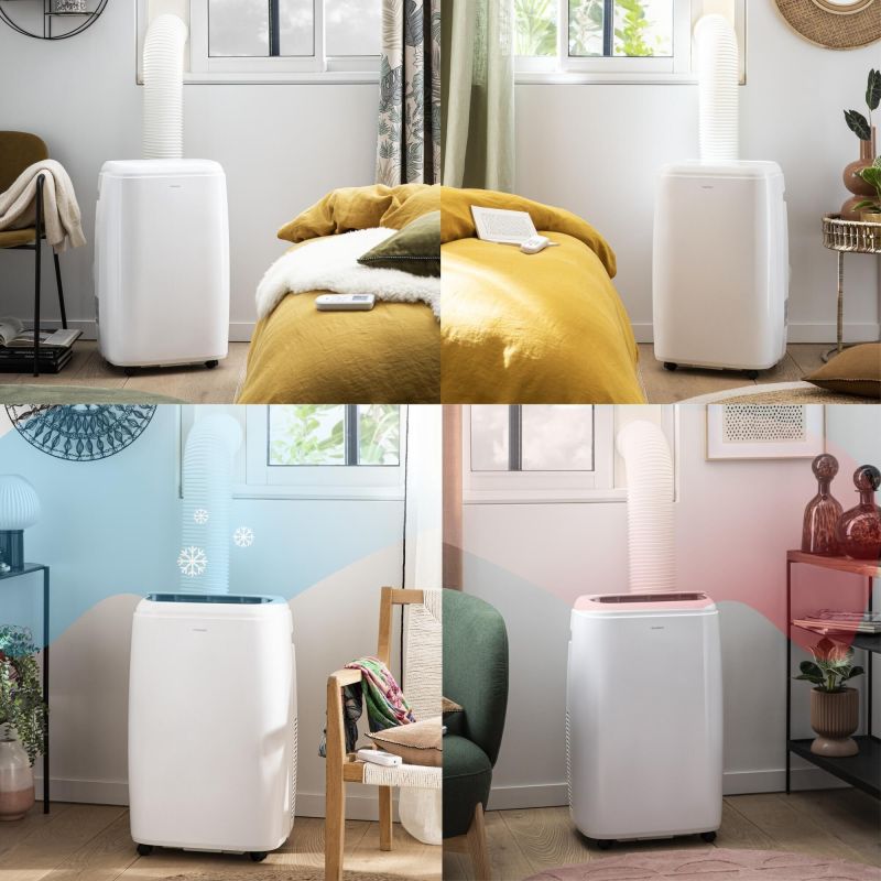 Aer conditionat portabil Equation Cool&Heat 12K, 12000 BTU, clasa energetica A, cu kit de evacuare inclus