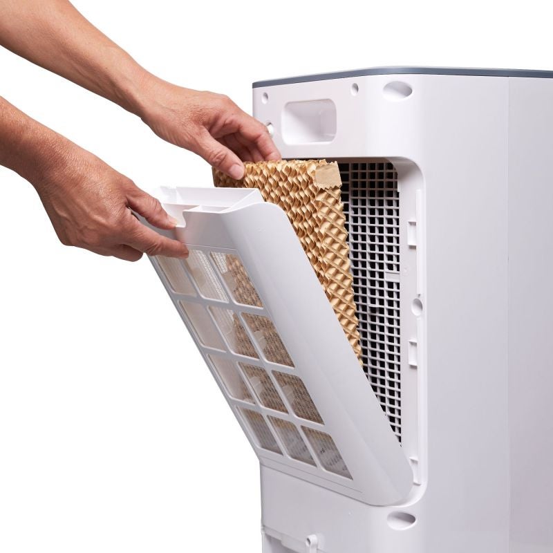 Racitor de aer Equation, 50 W, rezervor 4.8 L, H 70 cm, 3 viteze, alb/gri