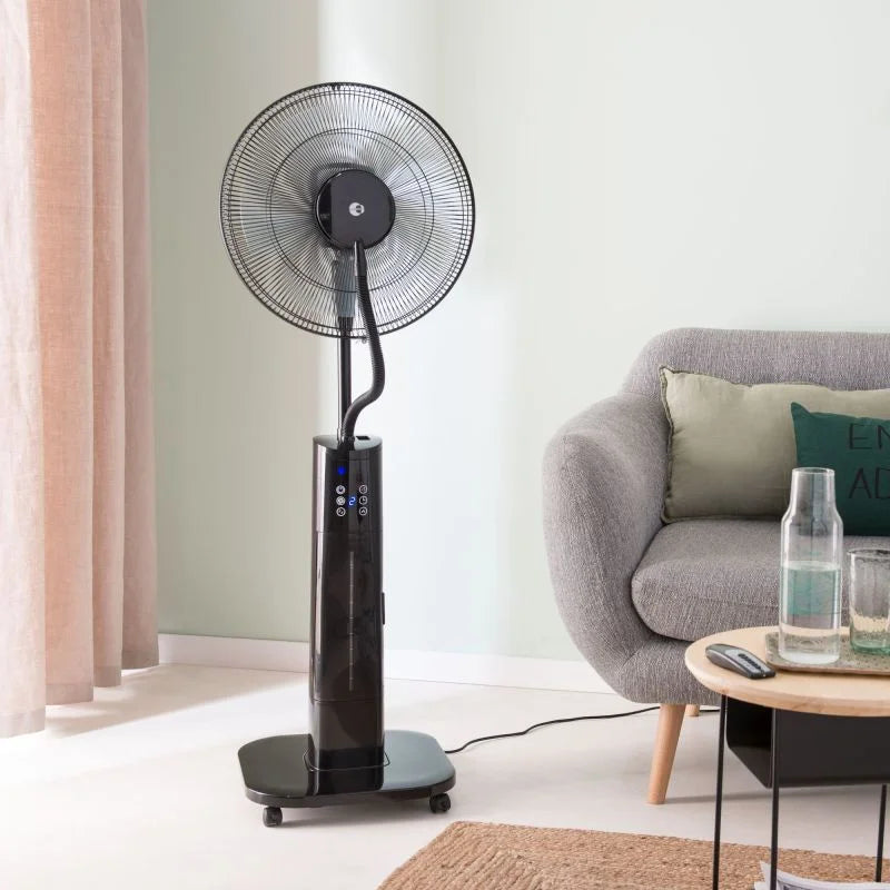 Ventilator cu picior Equation, cu pulverizator apa, 70 W, Ø 40 cm, 3 viteze, negru