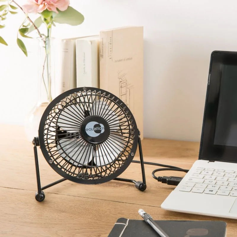 Ventilator mini de birou Equation Lara, 15 W, Ø 10 cm, o viteza, negru