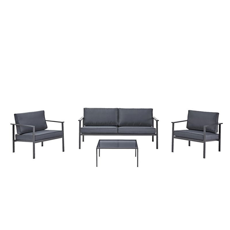 Set mobilier gradina Naterial Trino, otel/textil, pentru 4 persoane, gri