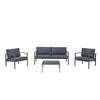 Set mobilier gradina Naterial Trino, otel/textil, pentru 4 persoane, gri