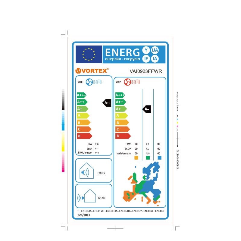 Aer conditionat Vortex Wi-Fi ready VAI0923FFWR, 9000 BTU, clasa energetica A++, cu kit de instalare inclus