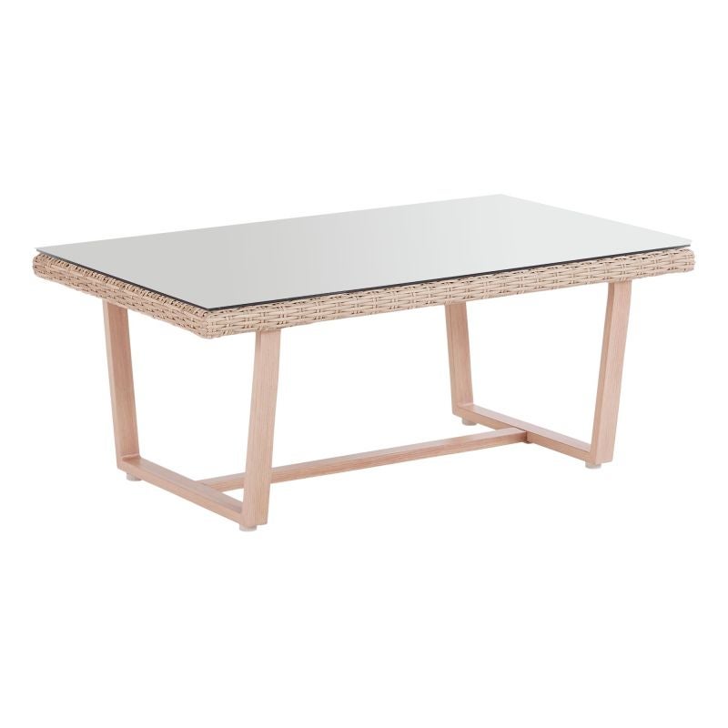 Set mobilier gradina Naterial Medena, pentru 5 persoane, aluminiu/ratan sintetic, bej