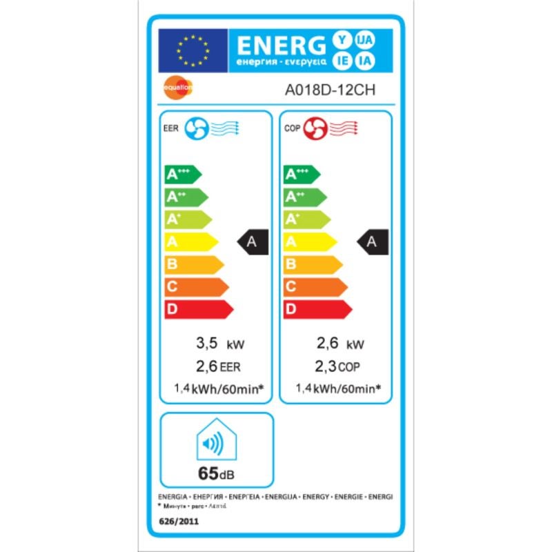 Aer conditionat portabil Equation Cool&Heat 12K, 12000 BTU, clasa energetica A, cu kit de evacuare inclus