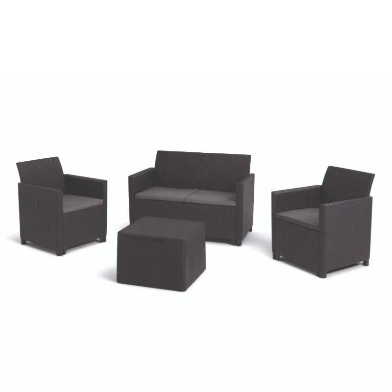 Set mobilier gradina Marie, plastic/textil, pentru 4 persoane, gri