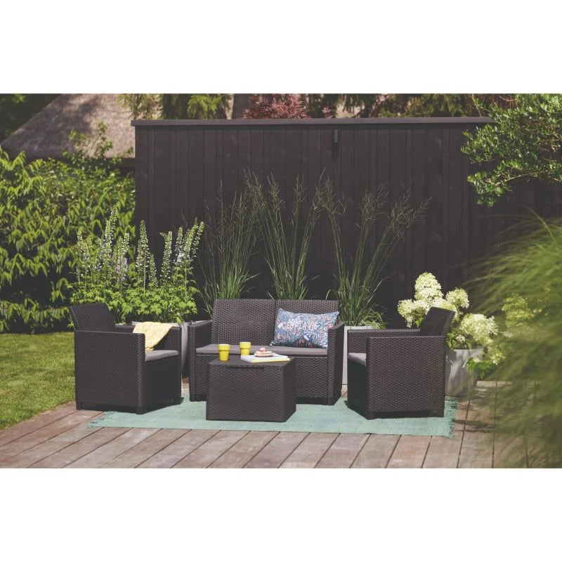 Set mobilier gradina Marie, plastic/textil, pentru 4 persoane, gri