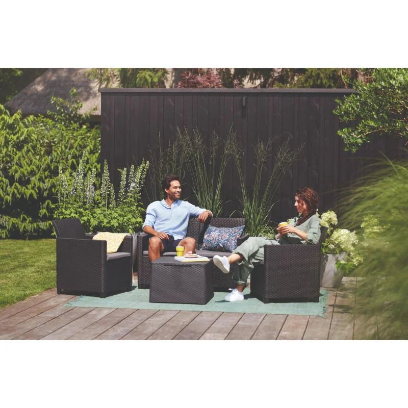 Set mobilier gradina Marie, plastic/textil, pentru 4 persoane, gri