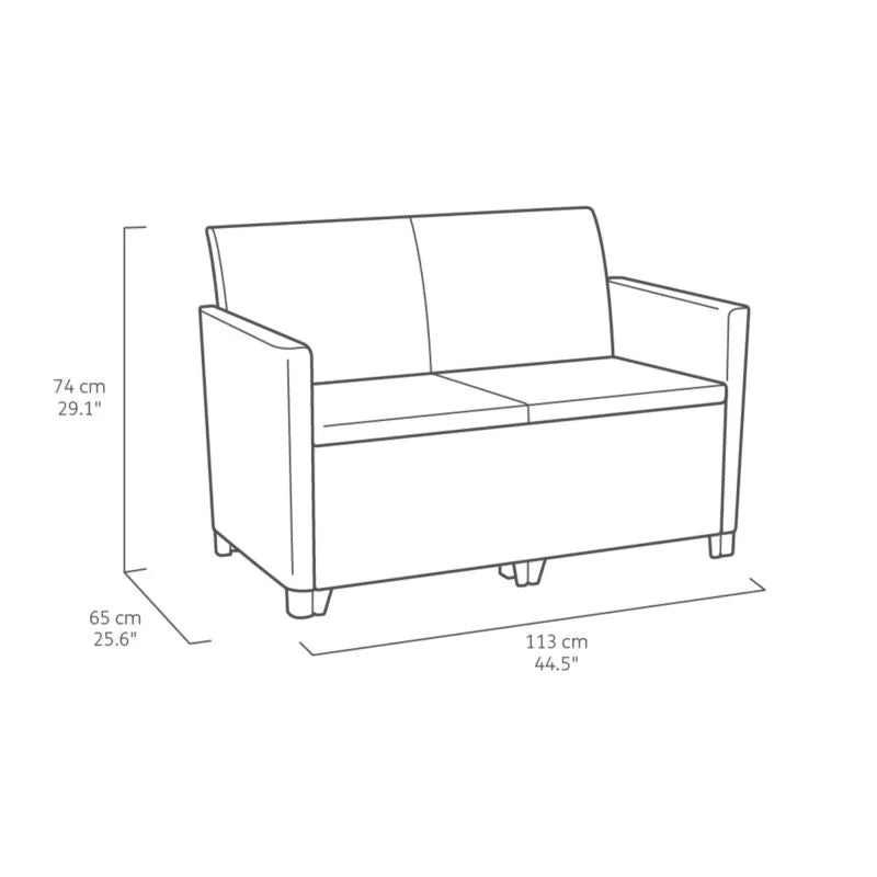 Set mobilier gradina Marie, plastic/textil, pentru 4 persoane, gri