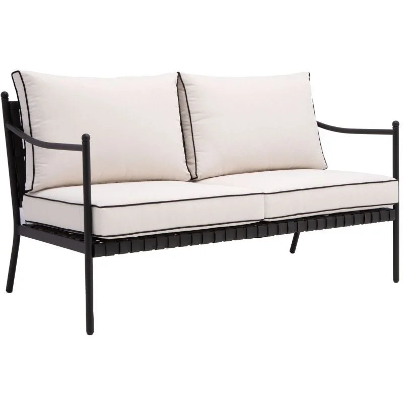 Set mobilier gradina Naterial Victoria, pentru 4 persoane, otel/poliester, bej