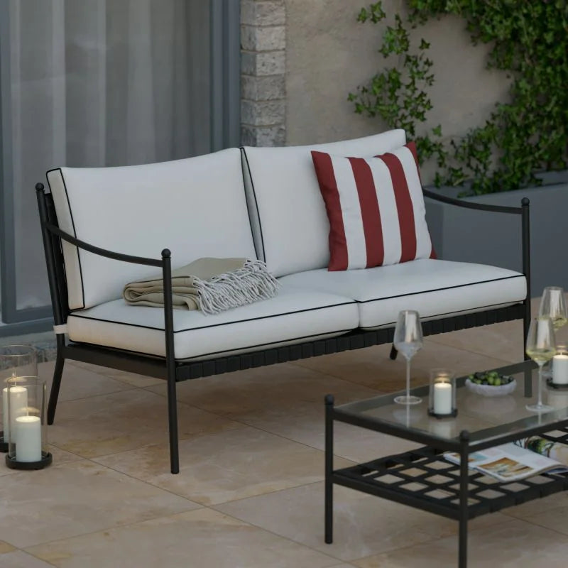 Set mobilier gradina Naterial Victoria, pentru 4 persoane, otel/poliester, bej