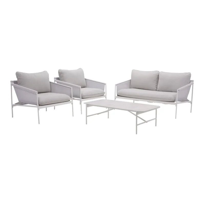 Set mobilier gradina Naterial Sigma, pentru 4 persoane, otel/poliester, bej