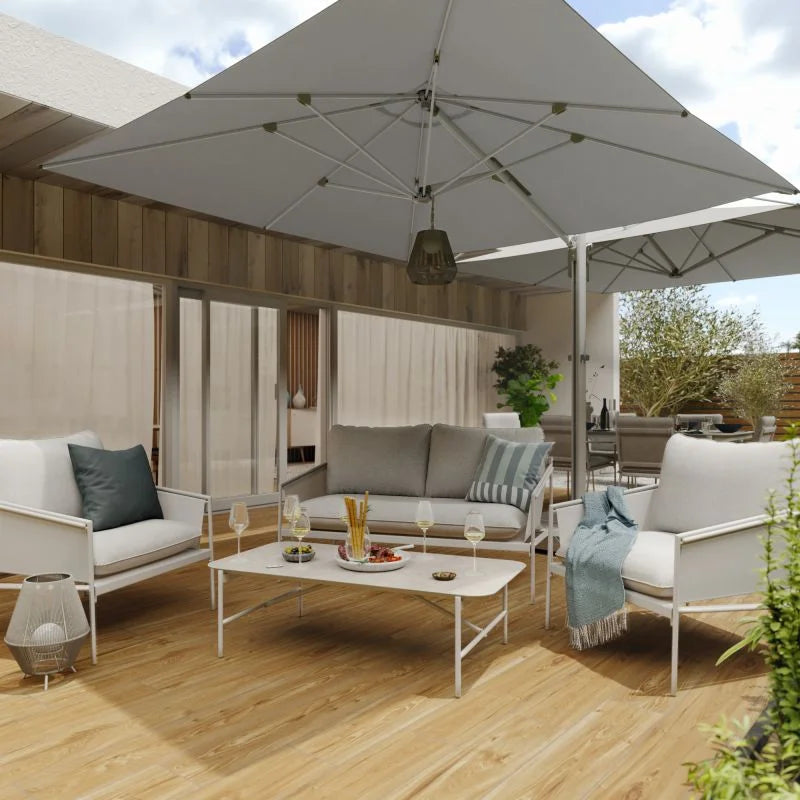 Set mobilier gradina Naterial Sigma, pentru 4 persoane, otel/poliester, bej