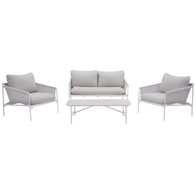 Set mobilier gradina Naterial Sigma, pentru 4 persoane, otel/poliester, bej